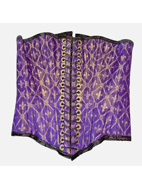 Purple Floral Reversible Lace-up Corset Flex Boning Renaissance Gothic 26" NWOT